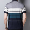 2022 Brand Short Sleeve Polo Tee Shirt Men Casual Summer Striped Men&