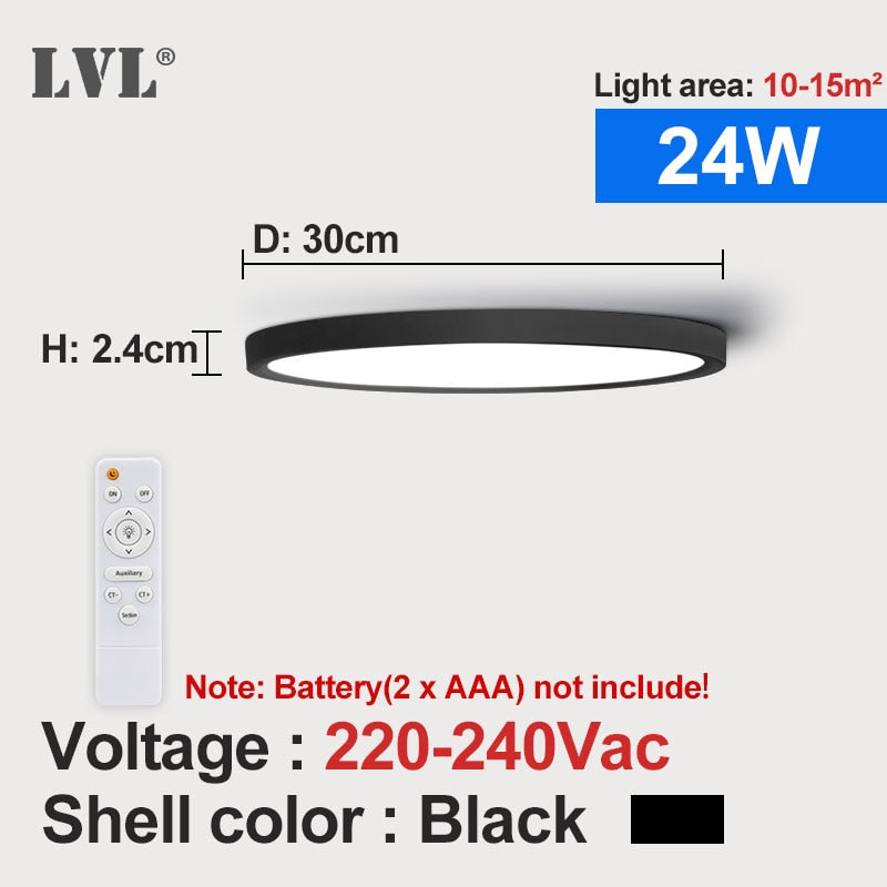 Luz de techo Led con Control remoto moderno, grano de madera dorada, 24W, 32W, dormitorio, sala de estar, cocina, baño, lámpara de techo regulable RC