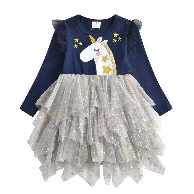 VIKITA Kids Party Dress for Girl Children Sequined Dresses Girls Star Dress Toddlers Casual Dresses Children Autumn Costumes