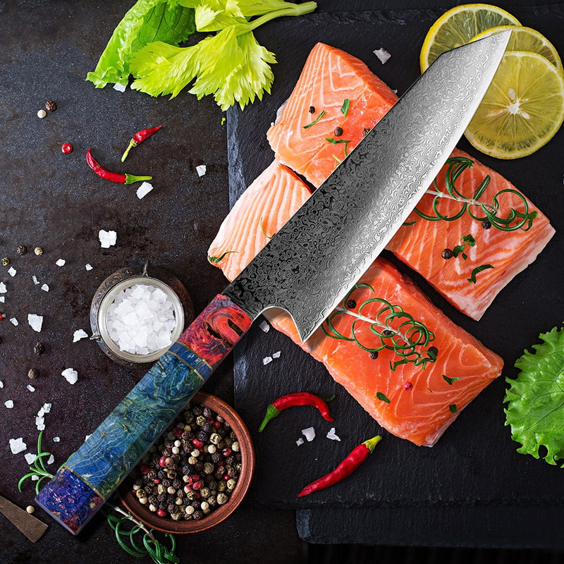 XITUO Damascus Chef Knife 8&quot; Inch Japanese Kitchen Knife Sharp Gyuto Slice Cleaver Santoku Stable Solid Wood Handle Cooking Tool