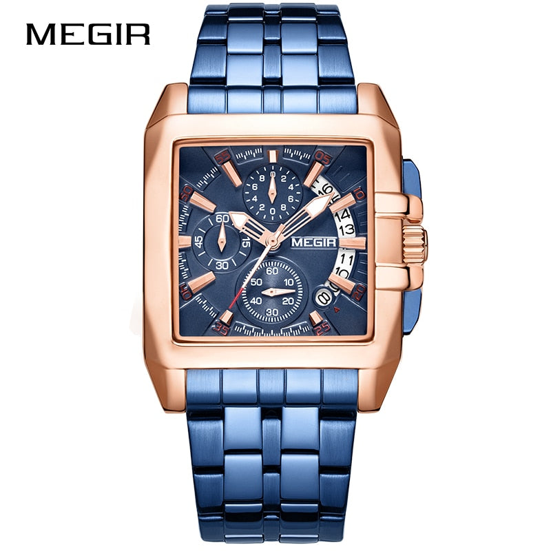 Hot Sale New MEGIR Brand Original Chronograph Quartz Men Watch Stainless-Steel Business Wrist Watch Male Clock Relogio Masculino