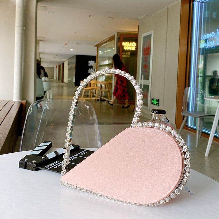 Luxury Heart-shaped Diamond Leather Women Party Clutch Bag Purses and Handbags Evening Bag Female 2020 Designer Bags Wedding Bag