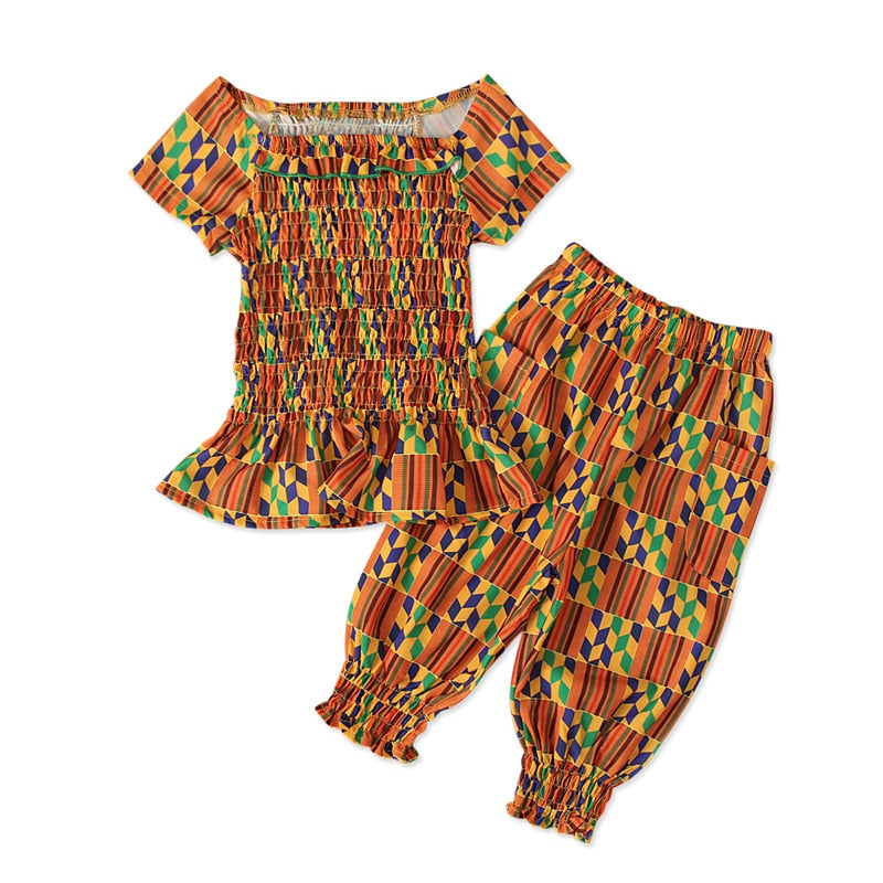 Girl Clothing Sets Summer New Girl Clothes Suit African Bohemian Two Piece Set Baby Girl Clothes Kids Outfits