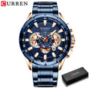 CURREN Sport Watches Men‘s Luxury Brand Quartz Clock Stainless Steel Chronograph Big Dial Wristwatch with Date Relogio Masculino