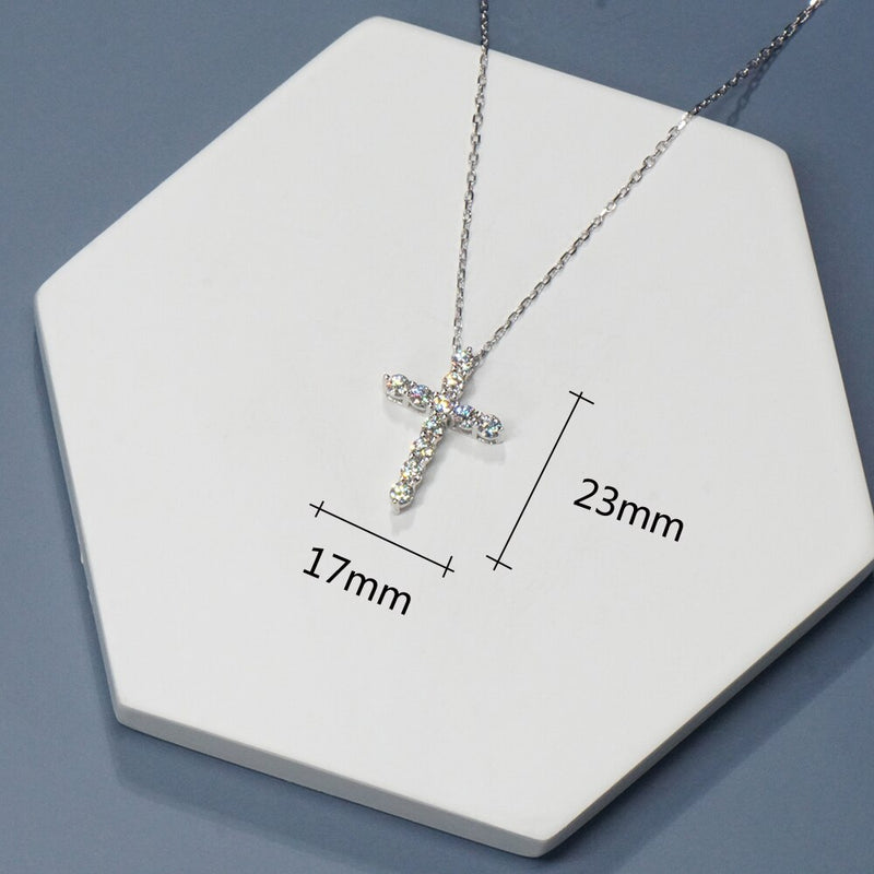 BOEYCJR 925 Silver D color 1.1ct 3mm Moissanite VVS1 Cross Pendant Necklace for Women or Men