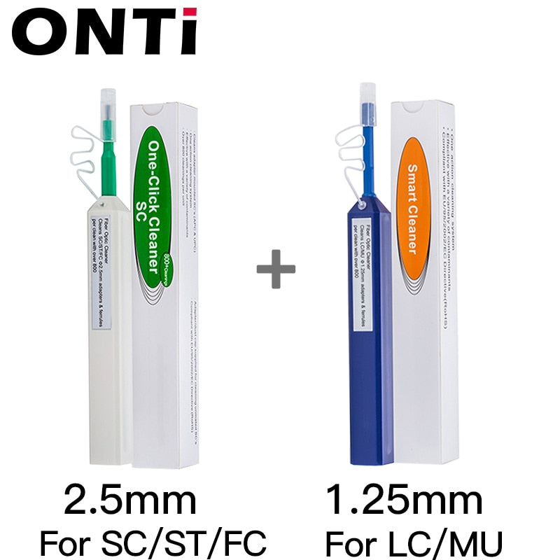 ONTi One-Click Cleaner Optical Fiber Cleaner Pen Cleans 2.5mm SC FC ST and 1.25mm LC MU Connector Over 800 Times