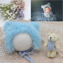 Baby Photography Props  Newborn Photography Hat Bear Doll  Newborn Hat Photography Accessories (1pc Baby Hat and 1pc Bear Doll)