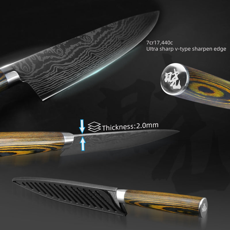 Kitchen Knives Set Stainless Steel 7CR17 Japanese Style Chef Knife Bread Meat Cleaver Paring Kitchen Knife Kitchen Accessories
