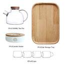 1L/1.8L Large Capacity Drinkware Glass Teapot Teaware Tea Pot Heat-Resistant Kettle Wooden Lid Home Office Coffee Bar Supplies