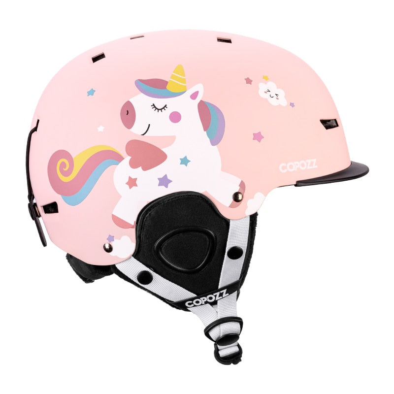 COPOZZ Cartoon Kinder Kinder Skihelm Integral geformter Outdoor-Sportschutz Snowboardhelm Damen Skiausrüstung