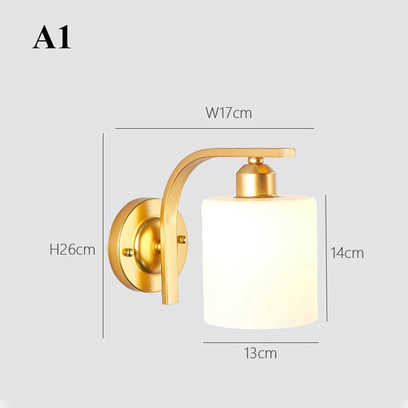 Modern Color Sconce Wall Lamp Glass Lampshade Loft Decorative Indoor Corridor Led Wall Lights Fixtures E27 Black Gold Blue