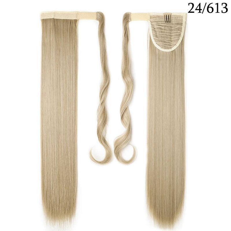 S-noilite Synthetic Women Drawstring Long Straight Hair Extensions Piece clip in Wrap Around Ponytail Multi-Colors Real Natural