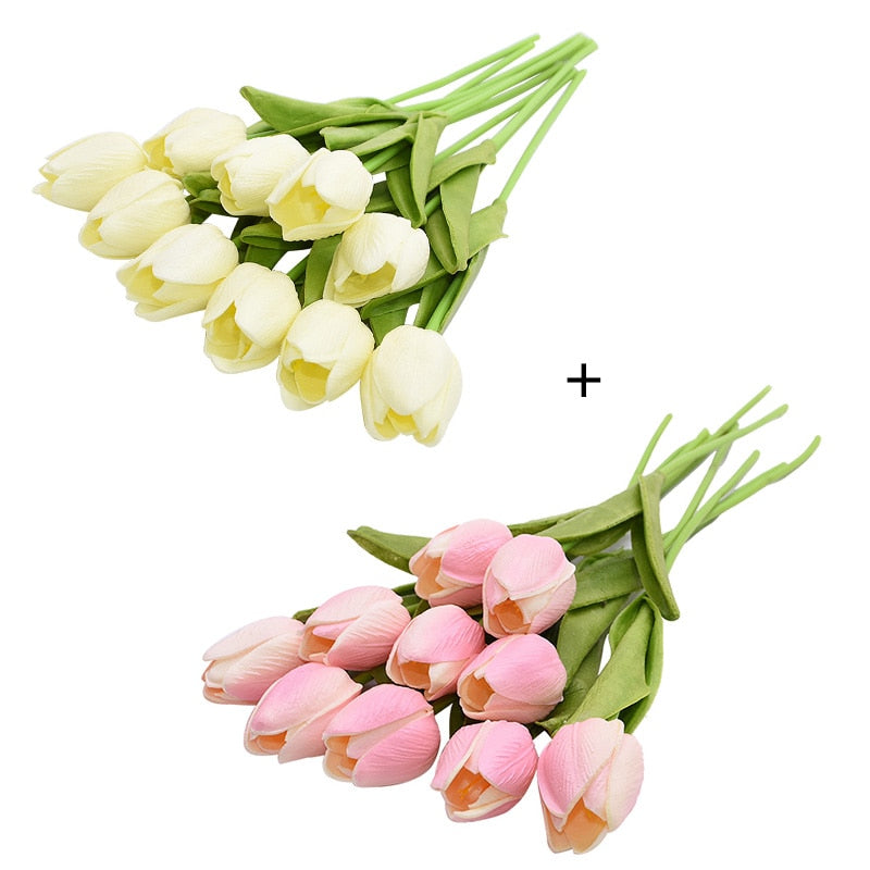 20pcs Mix Tulip Artificial Flower Real Touch Artificial Bouquet Fake Flower for Wedding Decoration Flowers Home Garden Decor