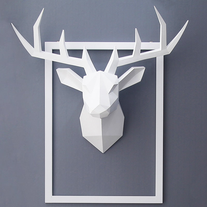 3D Animal Head Wall Hanging Decoration Animal Figurine Living Room Wall Decor Decorative Deer Sculpture Home Interior Decoration