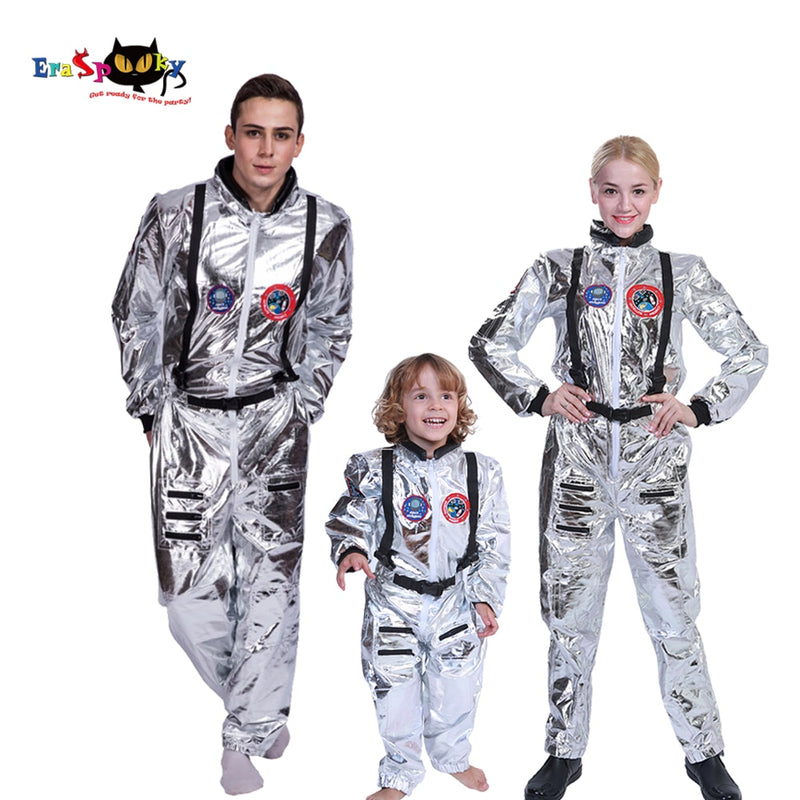 Männer Astronaut Alien Spaceman Cosplay Helm Karneval Erwachsene Frauen Piloten Outfits Halloween Kostüm Gruppe Familie Passende Kleidung