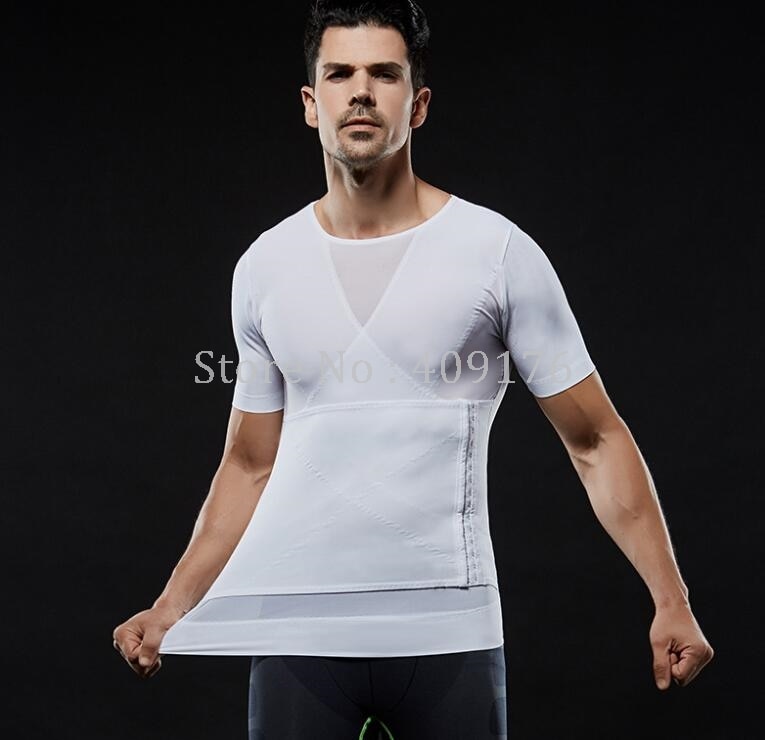 Men Slimming Shaper Posture Tops Male Belly Abdomen Corrector Compression Body Building Chest Tummy Shirt