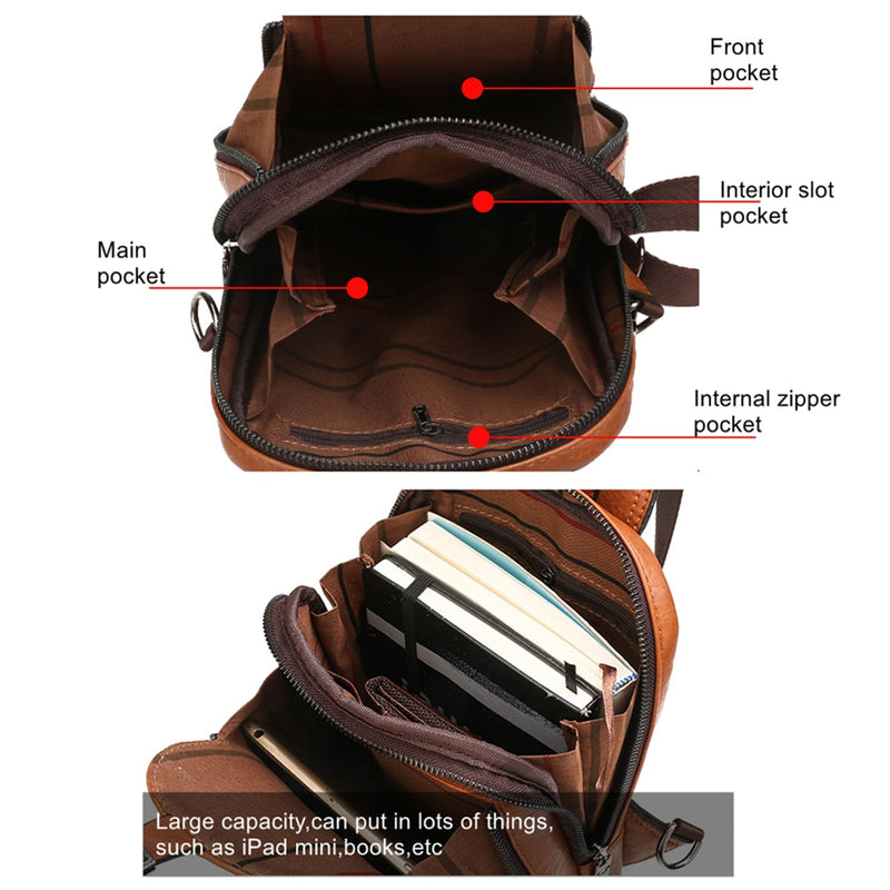 Celinv Koilm, bolso cruzado para hombre, bolso de pecho diario de gran tamaño, mochila de cuero dividido de gran capacidad de alta calidad, bolso bandolera para iPad