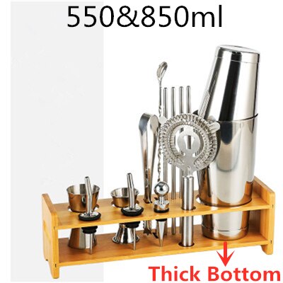 Cocktail Shaker Bar Set Plactic&Wood Holder Stainless Steel Copper Plated Cocktail Shaker Bartender browserKit Bars Set Tools