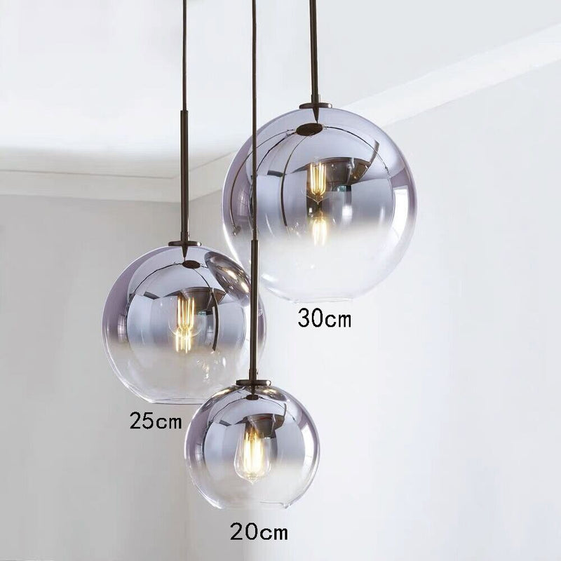 Lámpara colgante de cristal nórdico moderno LED E27 gradiente de color loft lámpara colgante creativa para el hogar dormitorio sala de estar restaurante tienda