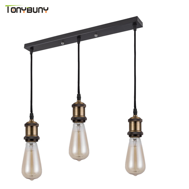 Retro Industrial Loft LED Bar Lámpara colgante E27 Socket Luces colgantes Aluminio Comedor Luces colgantes Cocina Lámparas colgantes