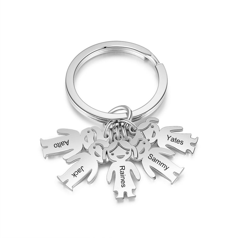 JewelOra Personalized Name Stainless Steel Children Charm Keychain Customized Engrave Boy/Girl Charms for Women Ladies