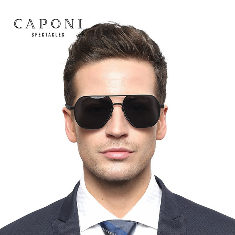 Gafas de sol CAPONI para hombre, gafas de sol polarizadas fotocromáticas, protección para los ojos, gafas de sol Retro a la moda con rayos UV, gafas de sol BS8692