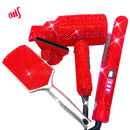 Crystal Hair Flat iron Bling Hair Dryer Rhinestone Peluca Cepillo Crystal Hot tools Hair Boutique