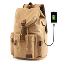 TANGHAO Canvas Backpack Unisex Vintage Casual Rucksack 17inch Laptop Backpack W/ USB Charging Port Schoolbag Student Mochia
