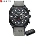 Marca CURREN, relojes de pulsera de cuarzo marrón de lujo para hombre, reloj de cuero con esfera cronógrafo luminosa para hombre, reloj deportivo informal