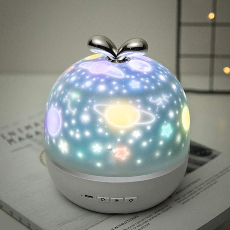 Colorful Projector Lamp and Night Light 2 in 1 Universe Starry Sky Rotate LED Lamp Flashing Star Kids Baby Gift USB Power