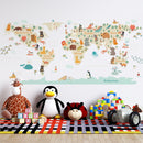 Cartoon Animals Map Wall Stickers for Kids room Bedroom Kindergarten Wall Decor Vinyl PVC Wall Decals Art Murals Home Decoration
