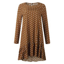 Lossky Women Spring Dress Fashion Polka Dot Print Ladies Casual Clothing Long Sleeve Mini Short Loose Yellow Dresses 2022 Autumn