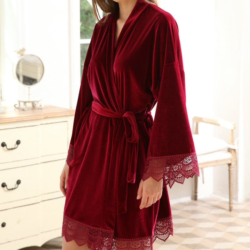 2021 Velvet Robe Warm Winter robe Bathrobe For Women Bride Bridesmaid Kimono Robes Bath Robes wedding robe