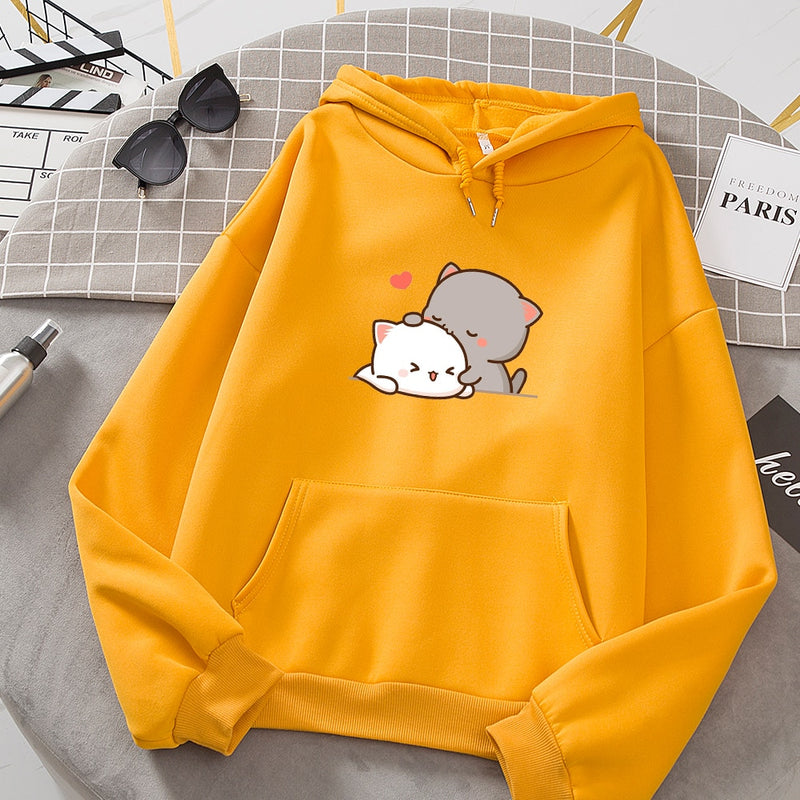 Women Autumn Hoodie Sweatshirts Korean Fashion Hoody for Ladies Kawaii Anime Jumper Streetwear Plus Size Sweatshirts Couple