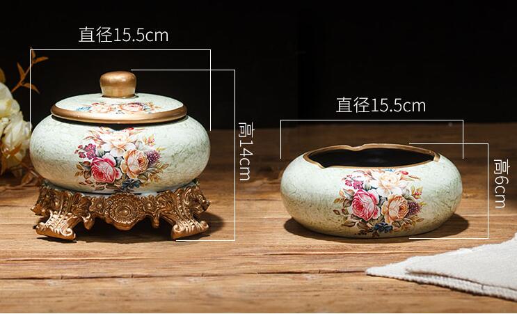 New Style Chinese Retro Ceramic Large with Lid Ashtray Modern Minimalist Creative Luxury Living Room Decoration Coffee Table