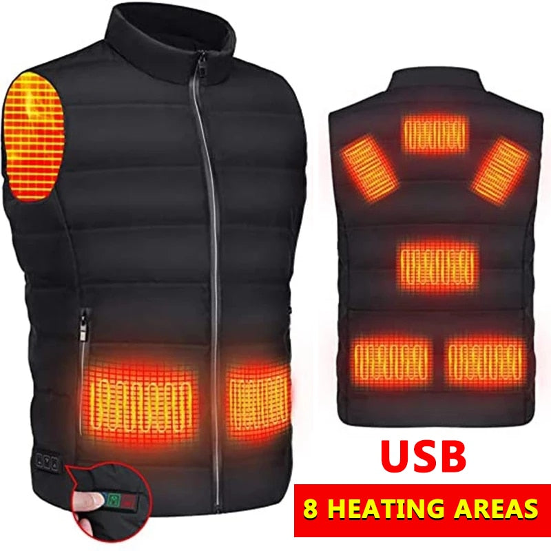Jacket Heated Vest Warm women USB Heated clothing Electric Heating Jacket fishing trekking Heating Pad Men&
