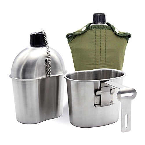 3 unids/set taza de cantimplora militar de acero inoxidable taza de cantimplora portátil con tapa cubierta verde Camping senderismo Picnic accesorios de viaje