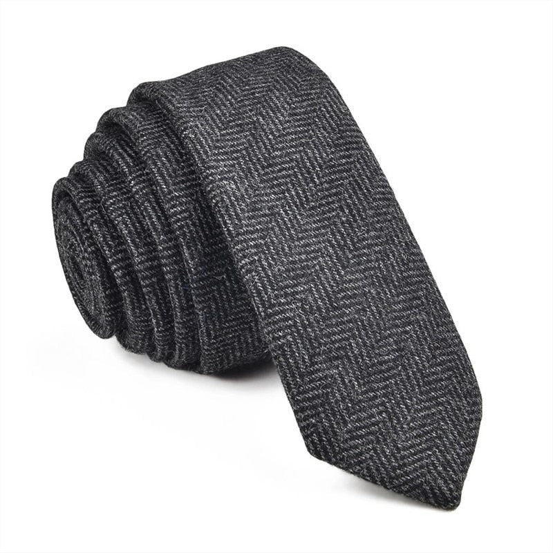 VOBOOM Tie for Men Wool Blend Herringbone Necktie 8cm Wedding Party 06