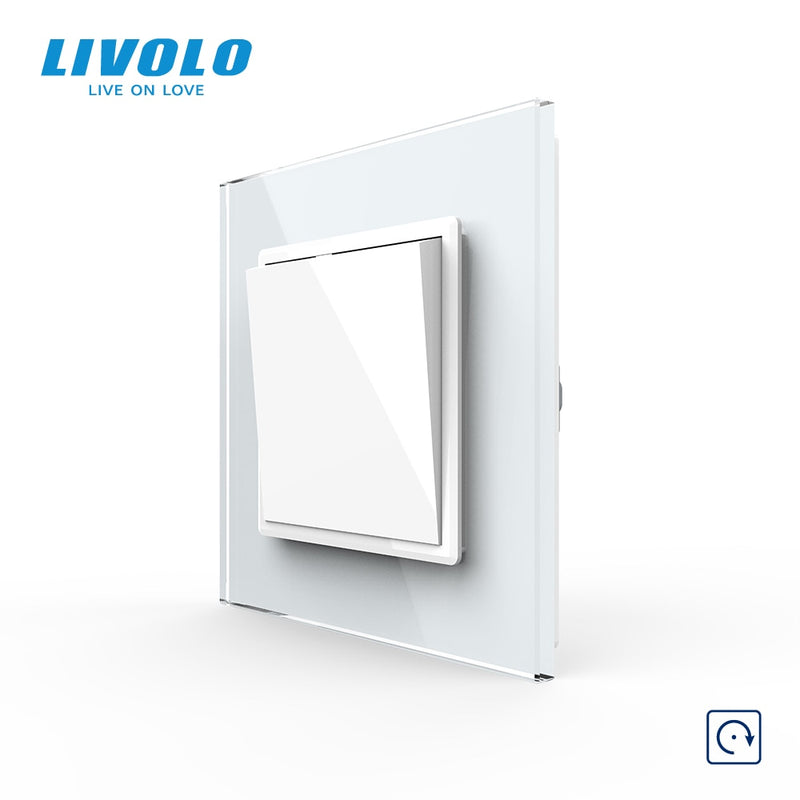 Livolo Manufacturer EU standard Luxury 4 colors crystal glass panel,1way Push Reset switch,restore switches,no logo