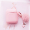 Cute Korean Pearl Silicone Case for Apple Airpods 1 2 Case Accessories Wireless Earphone Protective Cover Cherry Dog Key Ring