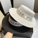 New Summer Sun Hats Women Fashion Girl Straw Hat Ribbon Bow Beach Hat Casual Straw Flat Top Panama Hat Bone Feminino