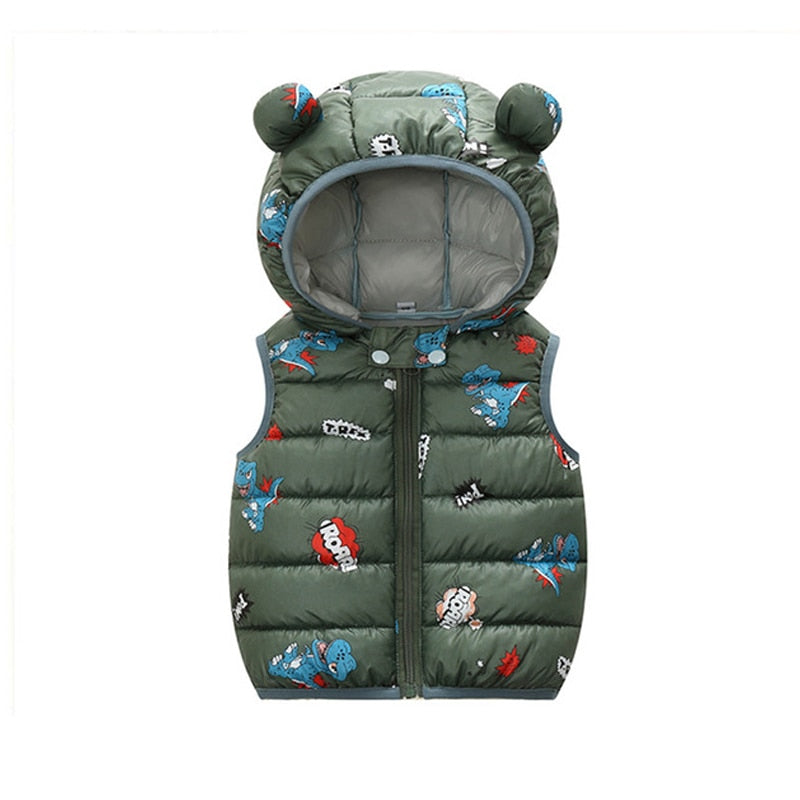 Children Warm Down Vest Autumn Baby Boys Girls Thicken Waistcoat Kids Outerwear Vests Children High Quality Hooded Jackets Vest