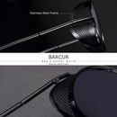 BARCUR Round Polarized Sunglasses Gothic Steampunk Sunglasses Men Women Vintage Shades UV400