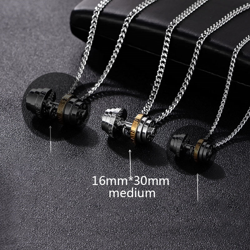 Barbell Necklace Male necklace stainless steel mens Couple pendants Fitness sports man accesories jewelry for neck