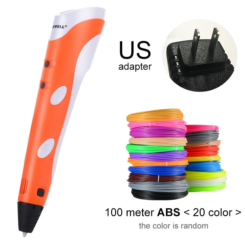 3D Pen Model 3D Printer Drawing Magic Printing Pens With 100M Plastic ABS Filament School Supplies For Kid Birthday Gifts