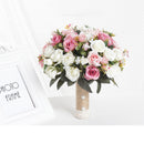 Meldel New Purple White Wedding Bouquet Handmade Artificial Flower Rose Buque Casamento Bridal Bouquet for Wedding Decorations