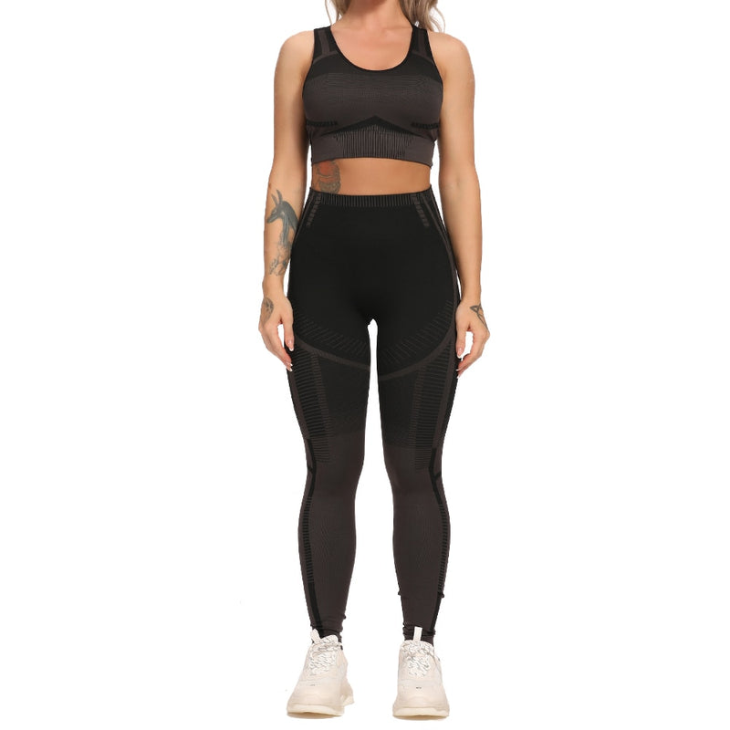 2-teiliges Sport-Set, Workout-Yoga-Set, Damenanzug für Fitness, nahtlose Leggings, Vital Sportswear, Fitnessstudio, Kleidung, 2020, Trainingsanzüge