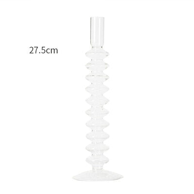 Handmade European Vintage Glass Candlestick Romantic Dinner Decoration For Home Wedding Candle Holder Rod Wax Candelabrum Gift