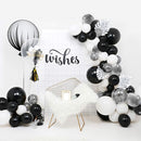 Kit de arco de guirnalda de globos, juego de decoración de cumpleaños de 100 piezas con globos plateados metálicos, blancos, negros y confeti más plata Pa