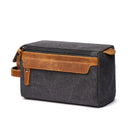 Neceser para hombre Kit de afeitado Bolsa Crazy Horse Leather Dopp Kit Neceser de viaje para hombre Neceser de lona